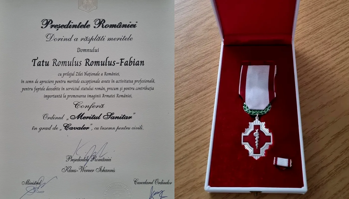 Decret prezidențial și medalia Ordinului Meritul Sanitar în grad de Cavaler